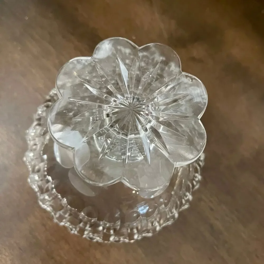 Vintage crystal glass pedestal candy dish